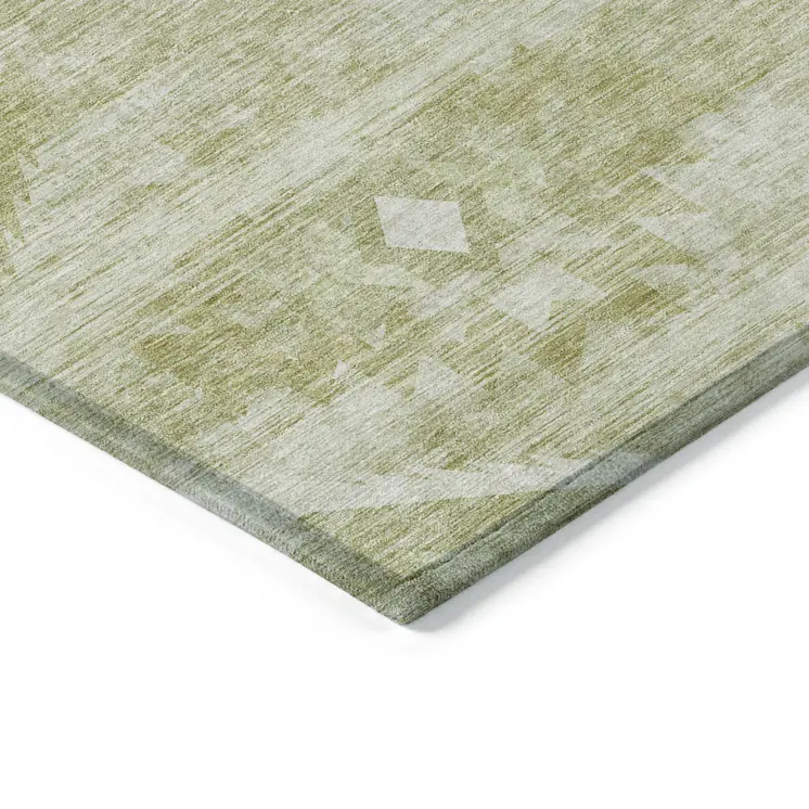 3' X 5' Sage Artichoke Green And Mint Green Southwestern Washable Indoor Outdoor Area Rug