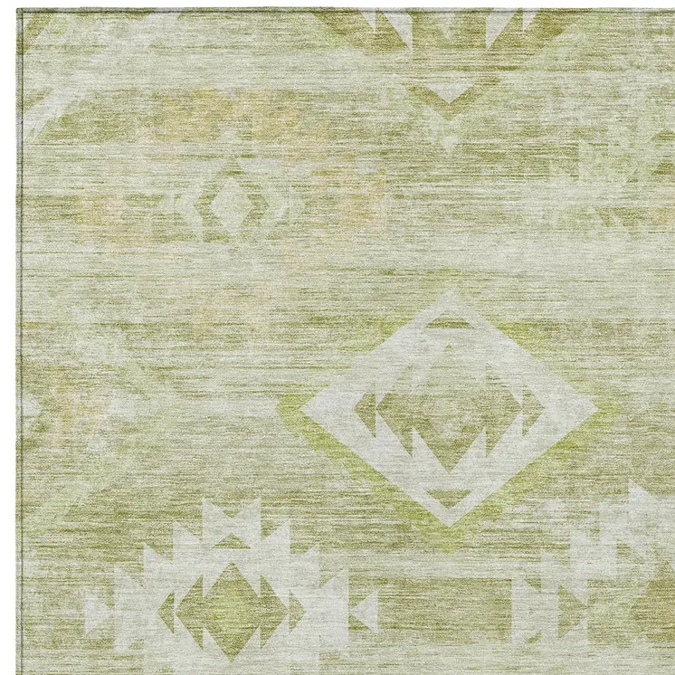 3' X 5' Sage Artichoke Green And Mint Green Southwestern Washable Indoor Outdoor Area Rug
