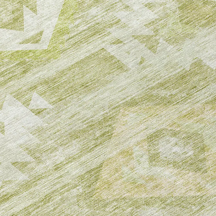 8' Sage Artichoke Green And Mint Green Round Southwestern Washable Indoor Outdoor Area Rug