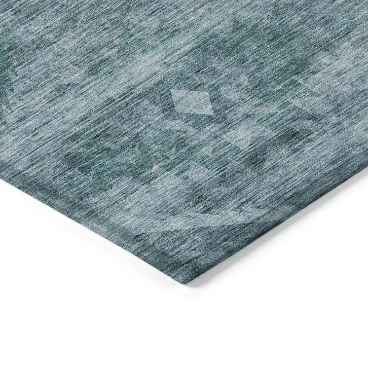 3' X 5' Teal Blue And Aqua Southwestern Washable Indoor Outdoor Area Rug