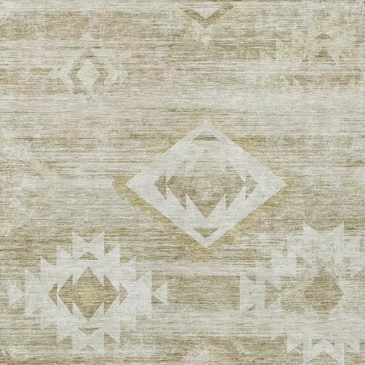 5' X 8' Taupe Beige And Tan Southwestern Washable Indoor Outdoor Area Rug