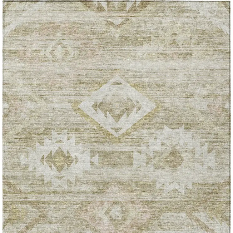 10' X 14' Taupe Beige And Tan Southwestern Washable Indoor Outdoor Area Rug