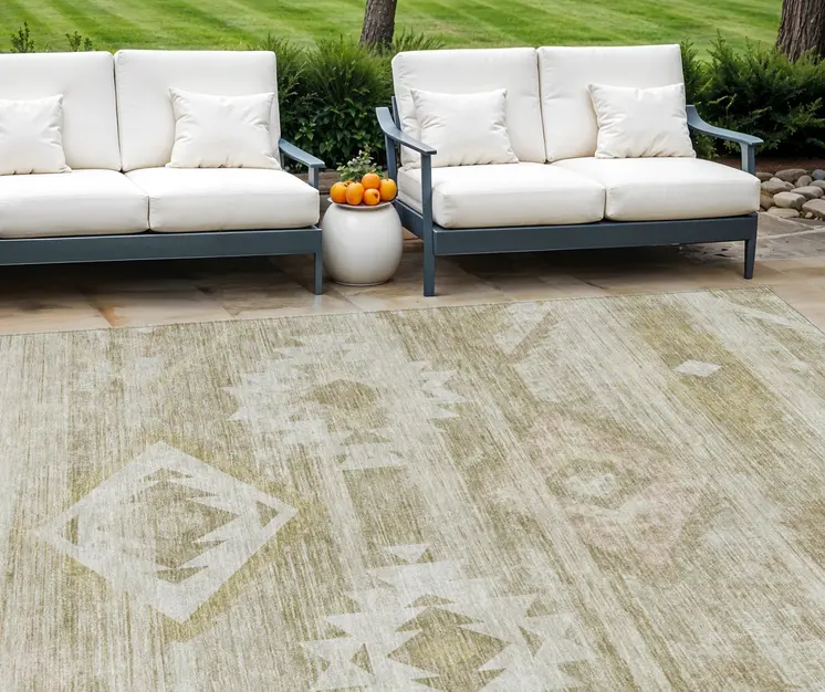 10' X 14' Taupe Beige And Tan Southwestern Washable Indoor Outdoor Area Rug