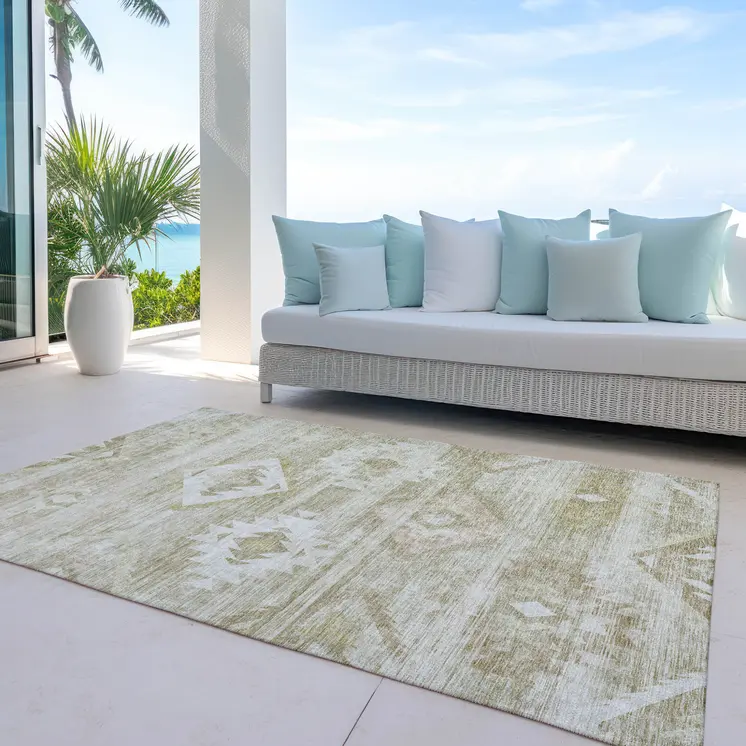 10' X 14' Taupe Beige And Tan Southwestern Washable Indoor Outdoor Area Rug