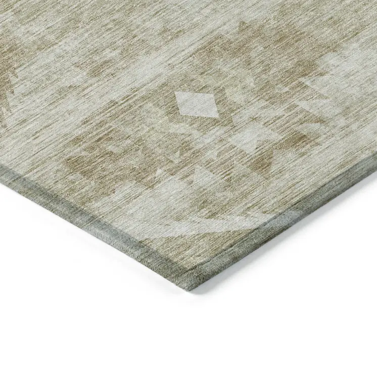 10' X 14' Taupe Beige And Tan Southwestern Washable Indoor Outdoor Area Rug