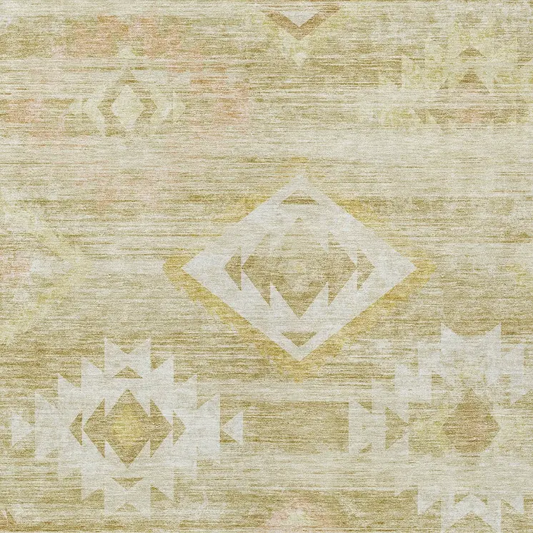3' X 5' Wheat Gold And Beige Southwestern Washable Indoor Outdoor Area Rug