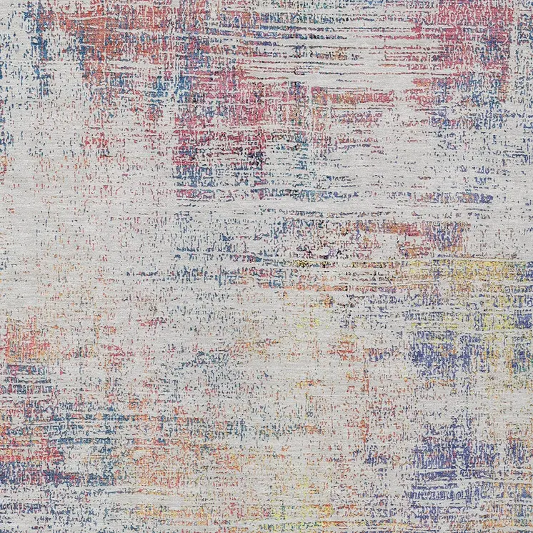 8' X 10' Ivory Orange And Blush Abstract Washable Indoor Outdoor Area Rug
