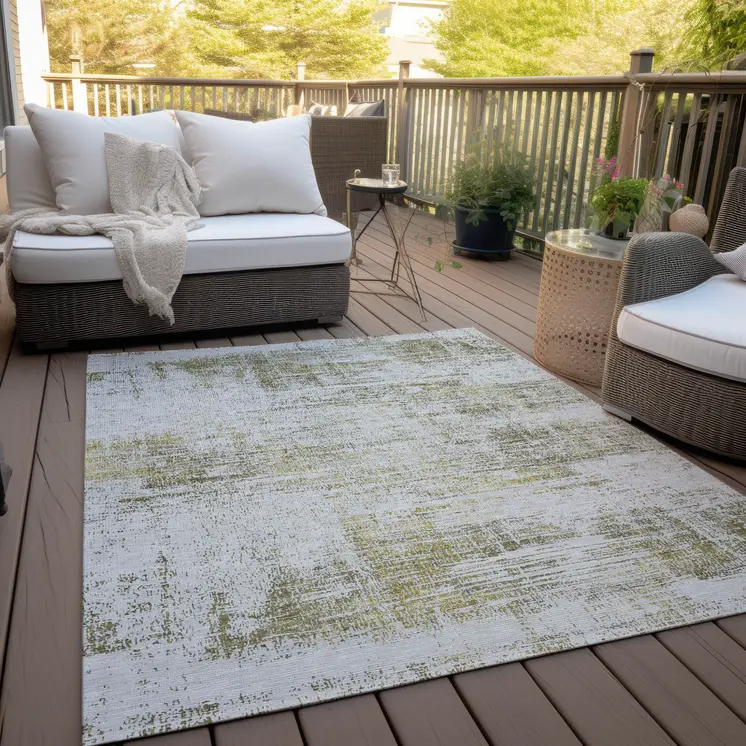 3' X 5' Pearl Ivory And Gold Abstract Washable Indoor Outdoor Area Rug