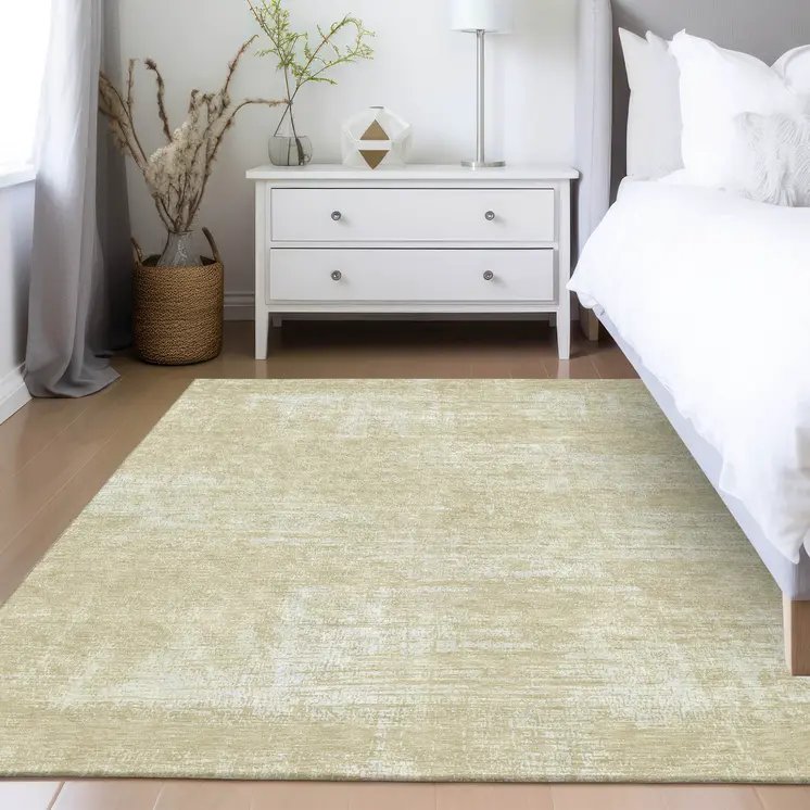 3' X 5' Beige Tan And Taupe Abstract Washable Indoor Outdoor Area Rug
