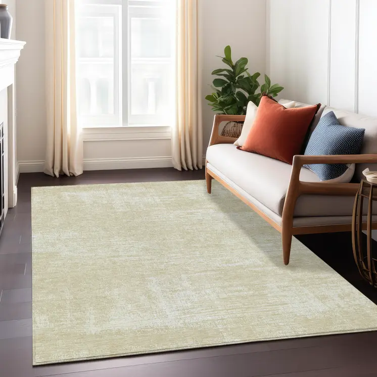 3' X 5' Beige Tan And Taupe Abstract Washable Indoor Outdoor Area Rug
