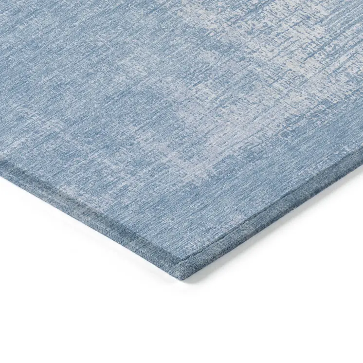 5' X 8' Navy Blue And Sky Blue Abstract Washable Indoor Outdoor Area Rug