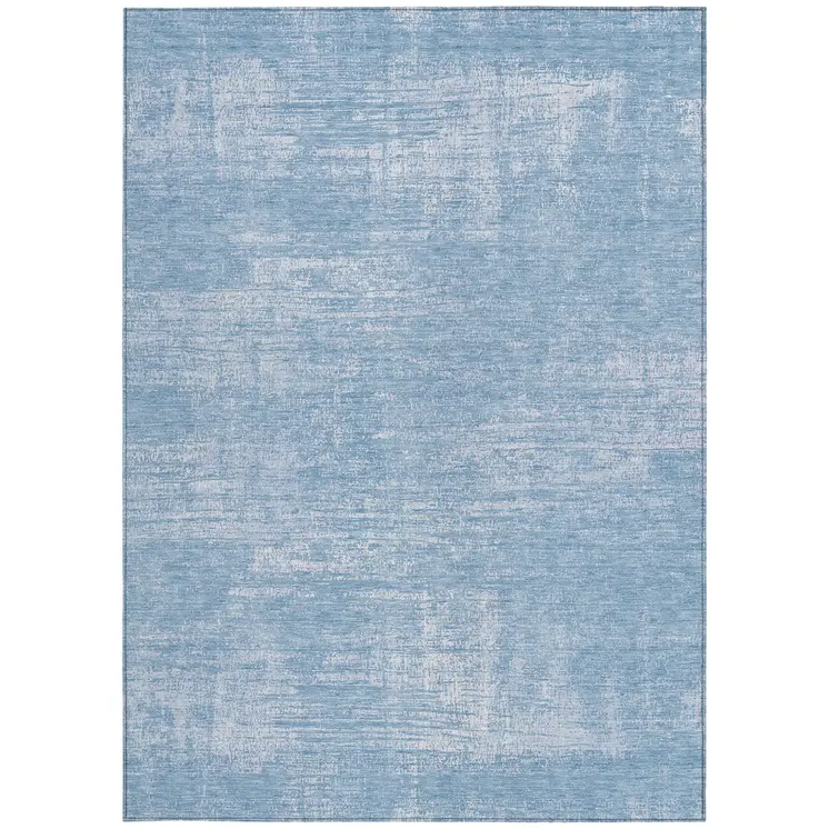 5' X 8' Navy Blue And Sky Blue Abstract Washable Indoor Outdoor Area Rug