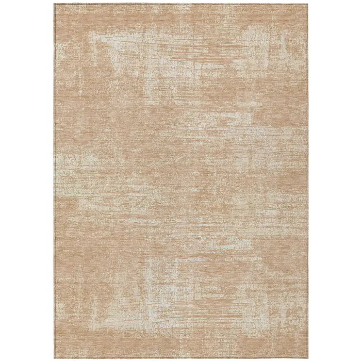 9' X 12' Coral And Salmon Abstract Washable Indoor Outdoor Area Rug