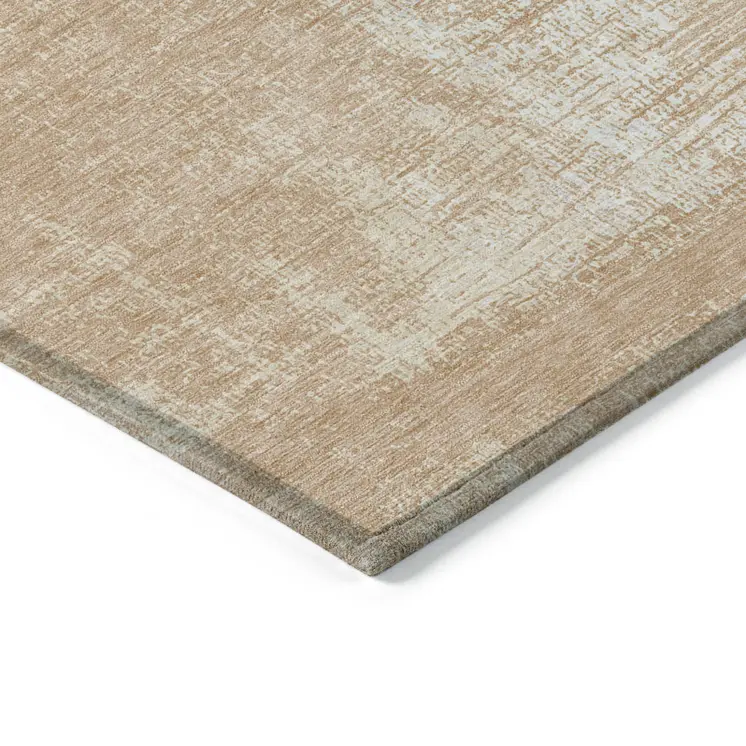 9' X 12' Coral And Salmon Abstract Washable Indoor Outdoor Area Rug
