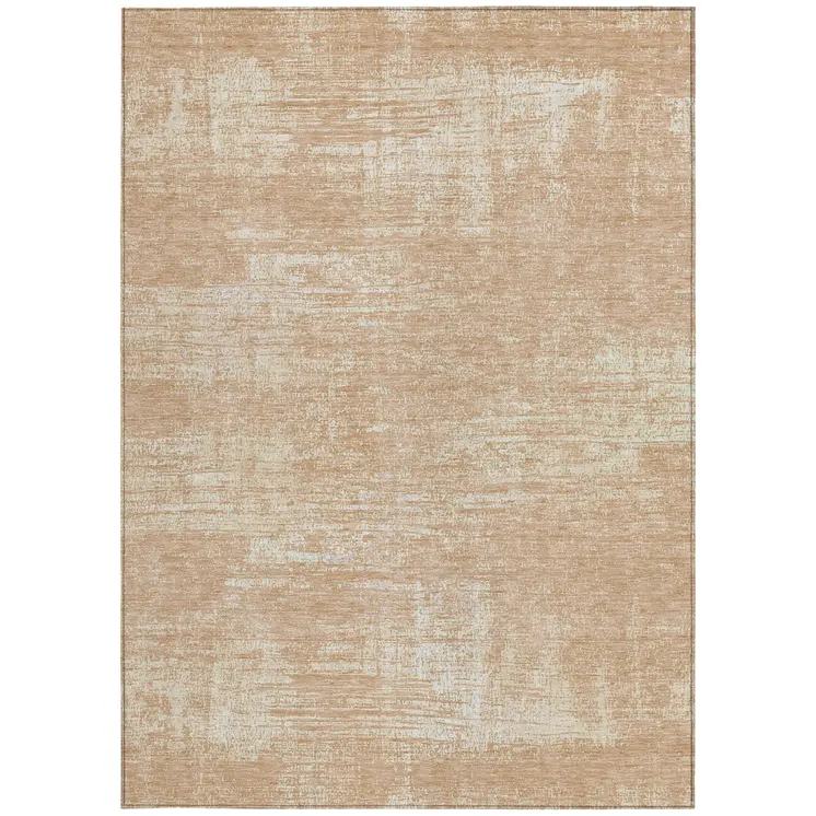 9' X 12' Coral And Salmon Abstract Washable Indoor Outdoor Area Rug