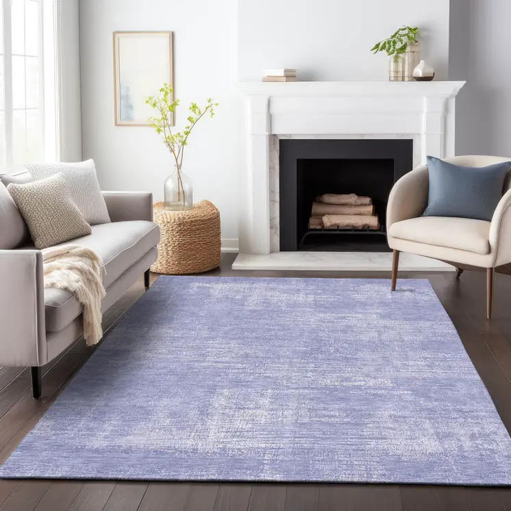 3' X 5' Lavender Purple And Lilac Abstract Washable Indoor Outdoor Area Rug