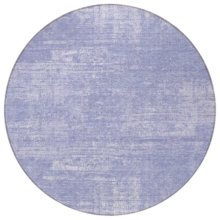 8' Lavender Purple And Lilac Round Abstract Washable Indoor Outdoor Area Rug