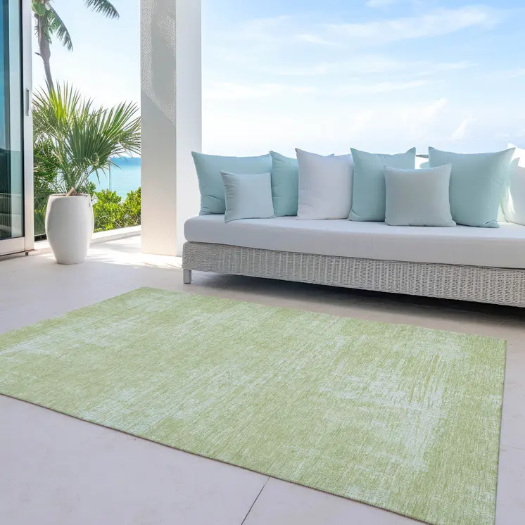 3' X 5' Sage Artichoke Green And Mint Green Abstract Washable Indoor Outdoor Area Rug