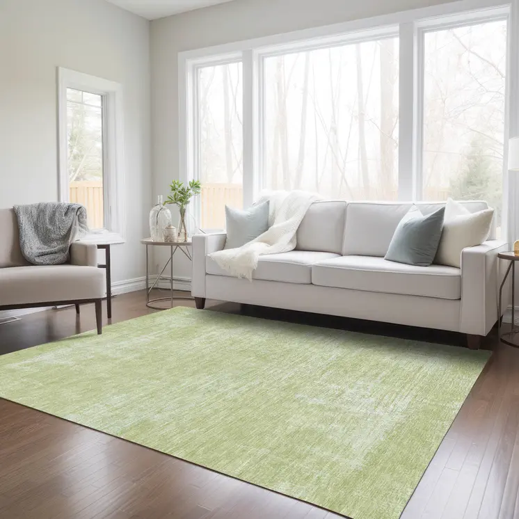 3' X 5' Sage Artichoke Green And Mint Green Abstract Washable Indoor Outdoor Area Rug