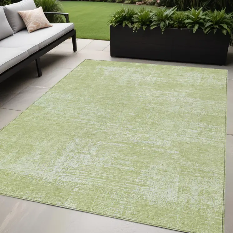 5' X 8' Sage Artichoke Green And Mint Green Abstract Washable Indoor Outdoor Area Rug