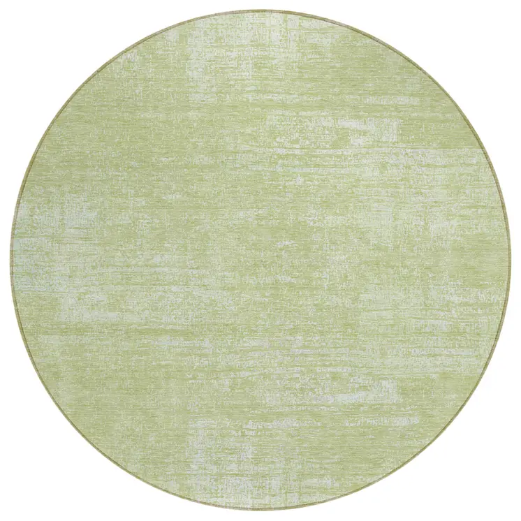 8' Sage Artichoke Green And Mint Green Round Abstract Washable Indoor Outdoor Area Rug