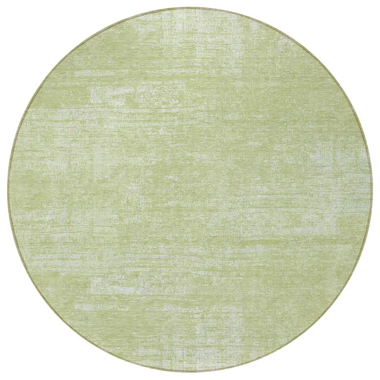 8' Sage Artichoke Green And Mint Green Round Abstract Washable Indoor Outdoor Area Rug