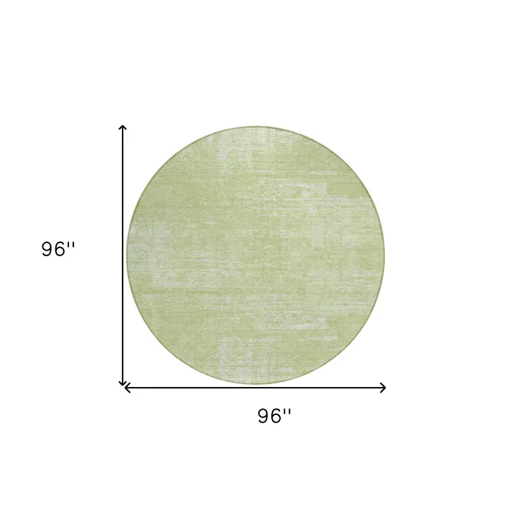8' Sage Artichoke Green And Mint Green Round Abstract Washable Indoor Outdoor Area Rug