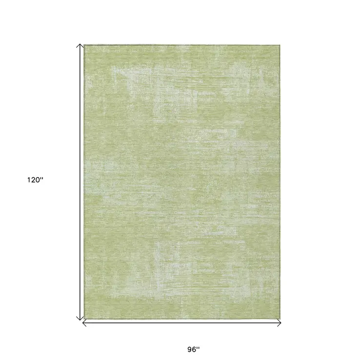 8' X 10' Sage Artichoke Green And Mint Green Abstract Washable Indoor Outdoor Area Rug
