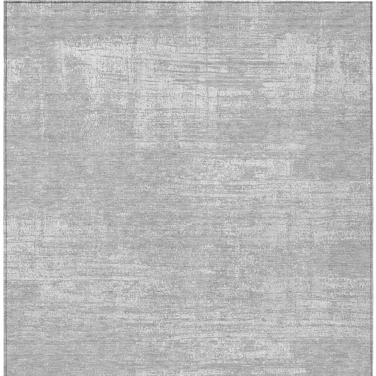 3' X 5' Silver And Gray Abstract Washable Indoor Outdoor Area Rug