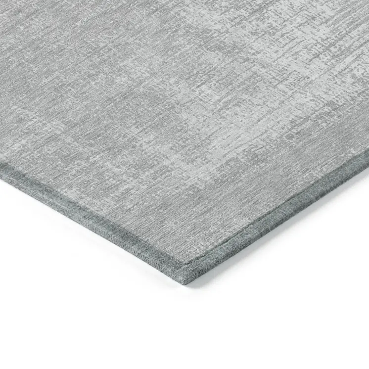 3' X 5' Silver And Gray Abstract Washable Indoor Outdoor Area Rug