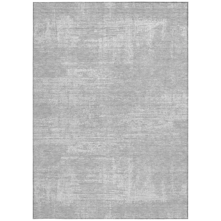 5' X 8' Silver And Gray Abstract Washable Indoor Outdoor Area Rug