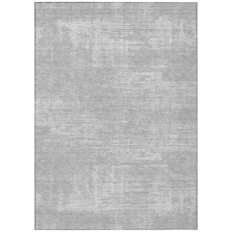 5' X 8' Silver And Gray Abstract Washable Indoor Outdoor Area Rug