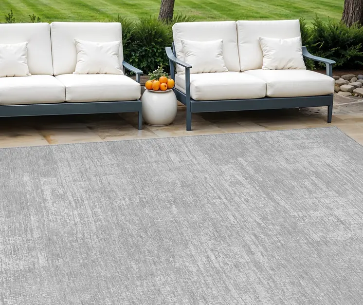 8' X 10' Silver And Gray Abstract Washable Indoor Outdoor Area Rug