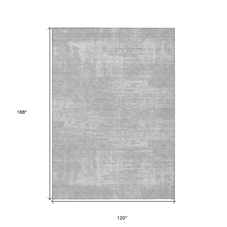 10' X 14' Silver And Gray Abstract Washable Indoor Outdoor Area Rug