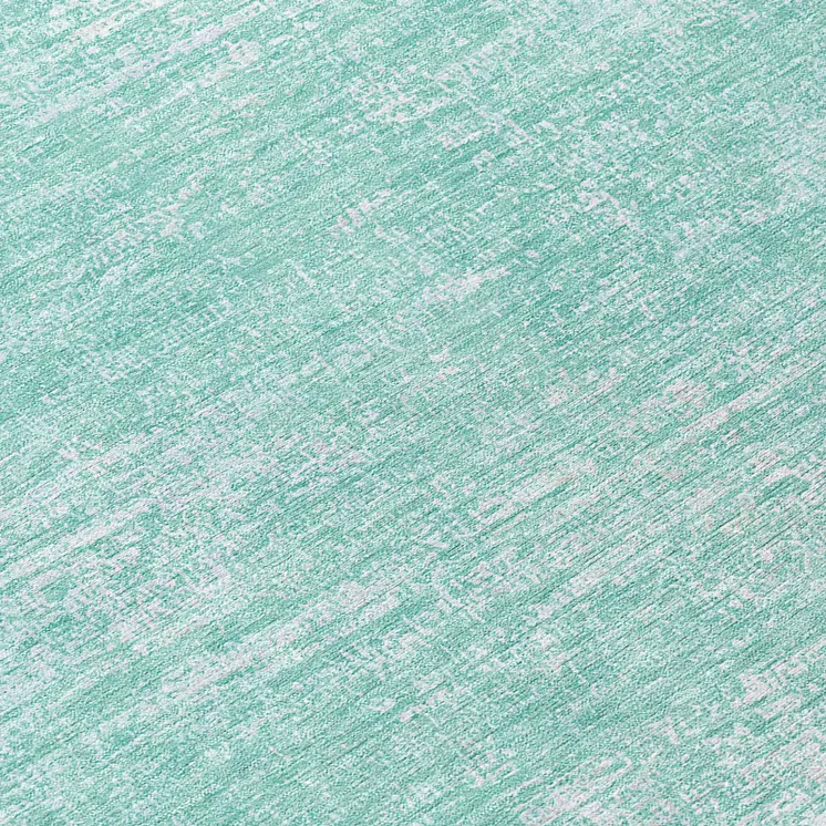 8' Turquoise And Teal Blue Round Abstract Washable Indoor Outdoor Area Rug