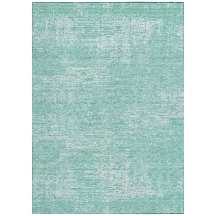 9' X 12' Turquoise And Teal Blue Abstract Washable Indoor Outdoor Area Rug