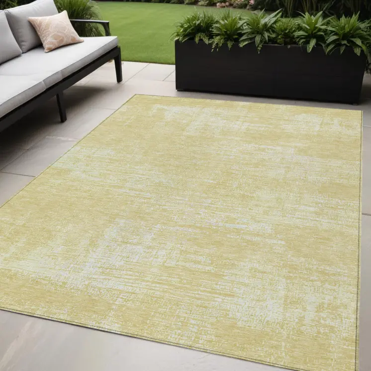 5' X 8' Wheat And Tan Abstract Washable Indoor Outdoor Area Rug
