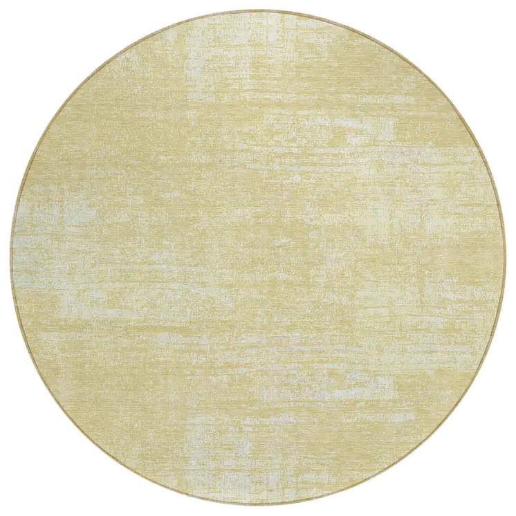 8' Wheat And Tan Round Abstract Washable Indoor Outdoor Area Rug