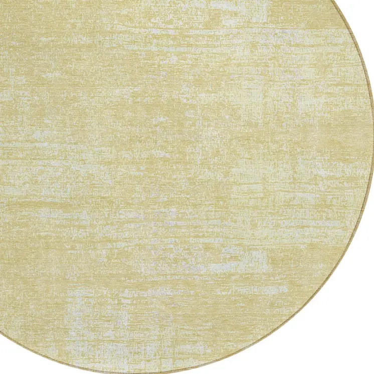 8' Wheat And Tan Round Abstract Washable Indoor Outdoor Area Rug
