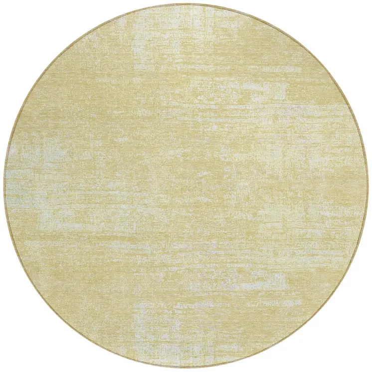 8' Wheat And Tan Round Abstract Washable Indoor Outdoor Area Rug