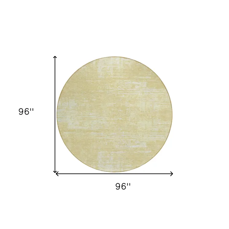 8' Wheat And Tan Round Abstract Washable Indoor Outdoor Area Rug