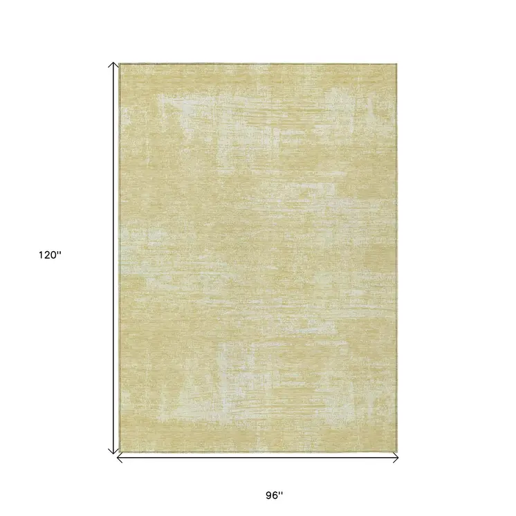 8' X 10' Wheat And Tan Abstract Washable Indoor Outdoor Area Rug