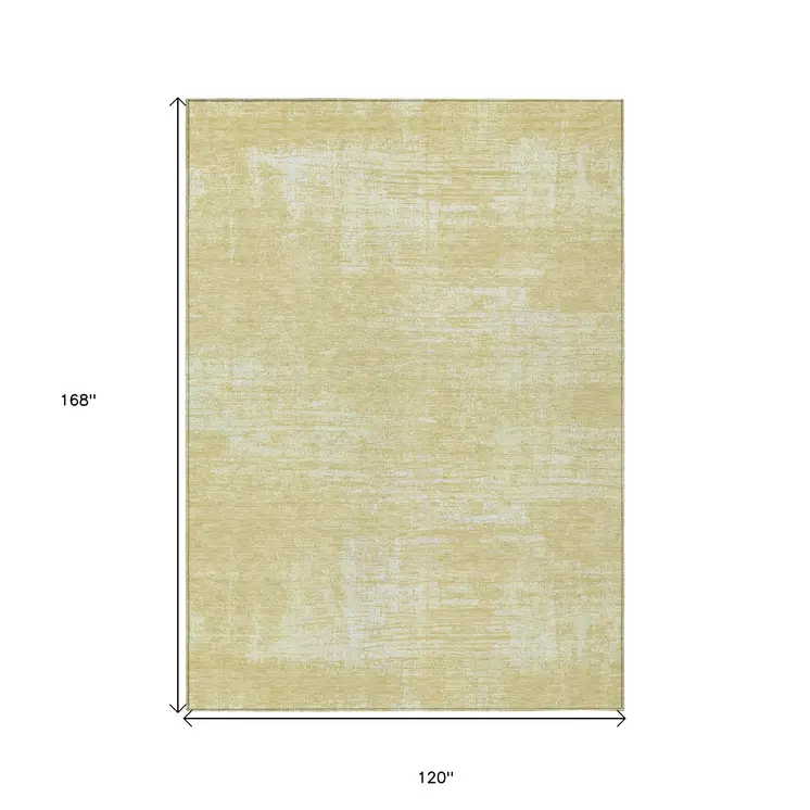 10' X 14' Wheat And Tan Abstract Washable Indoor Outdoor Area Rug