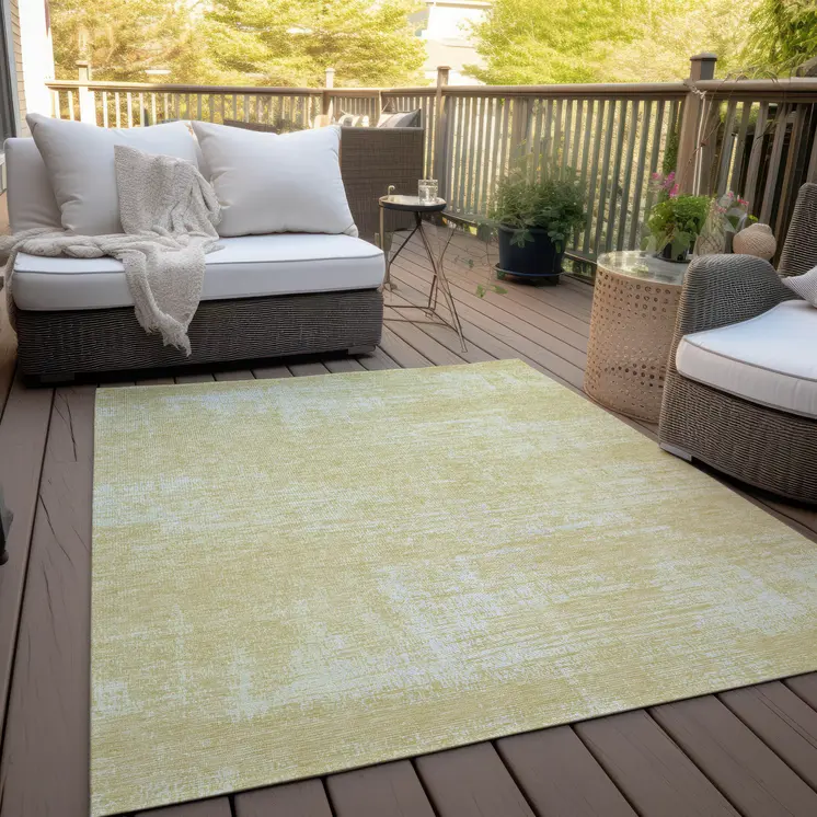 10' X 14' Wheat And Tan Abstract Washable Indoor Outdoor Area Rug