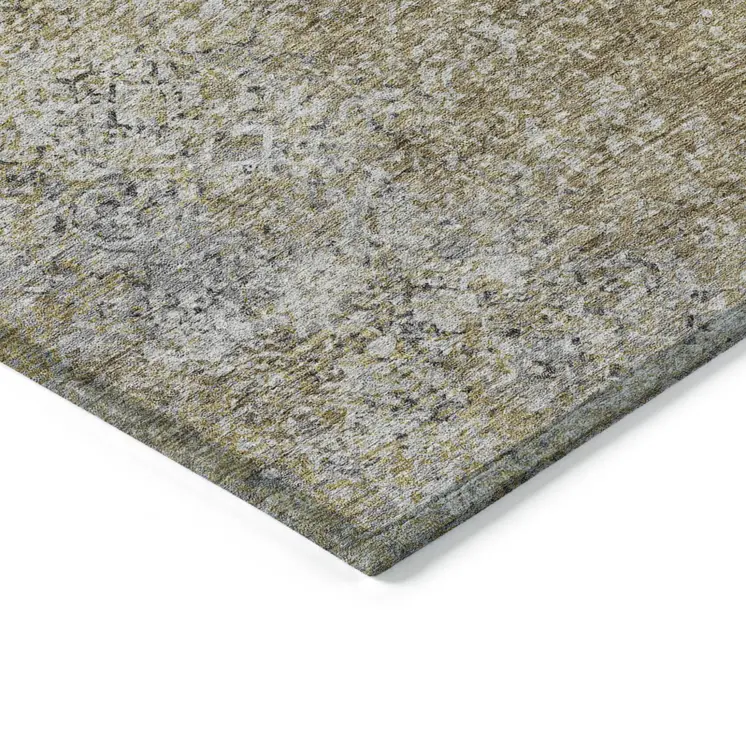 3' X 5' Brown Beige And Charcoal Oriental Washable Indoor Outdoor Area Rug