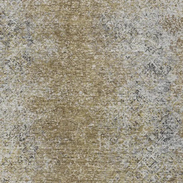3' X 5' Brown Beige And Charcoal Oriental Washable Indoor Outdoor Area Rug