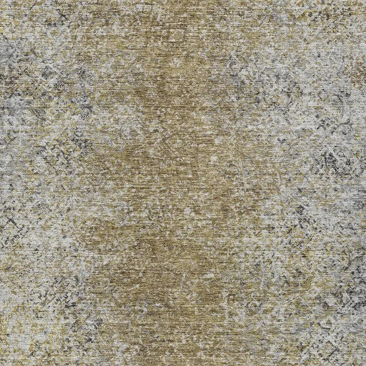 5' X 8' Brown Beige And Charcoal Oriental Washable Indoor Outdoor Area Rug