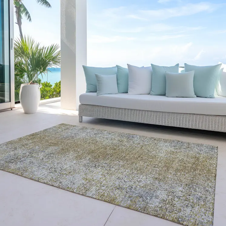 9' X 12' Brown Beige And Charcoal Oriental Washable Indoor Outdoor Area Rug