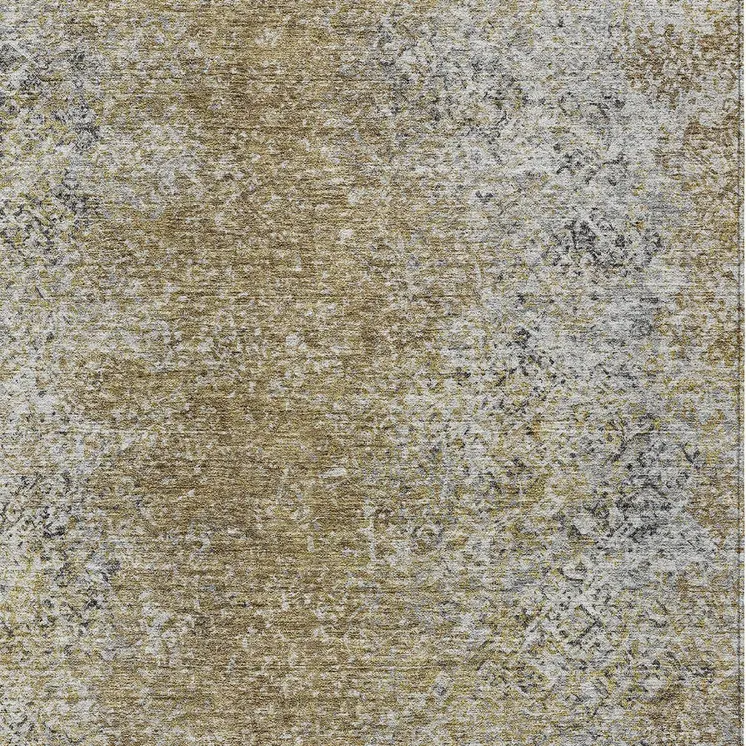 9' X 12' Brown Beige And Charcoal Oriental Washable Indoor Outdoor Area Rug