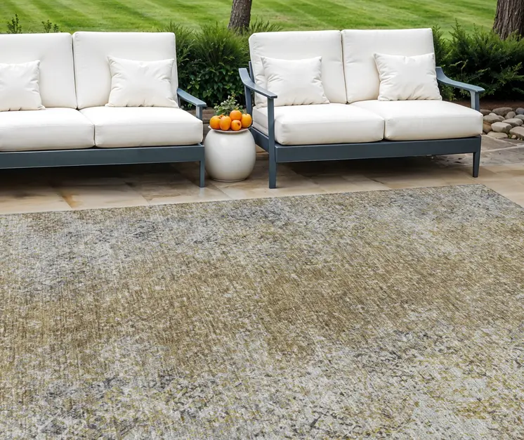 10' X 14' Brown Beige And Charcoal Oriental Washable Indoor Outdoor Area Rug
